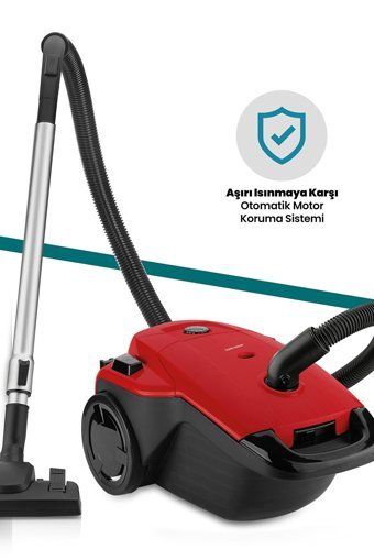 Goldmaster Fuerza 900 W Yatay Toz Torbalı Süpürge Kırmızı