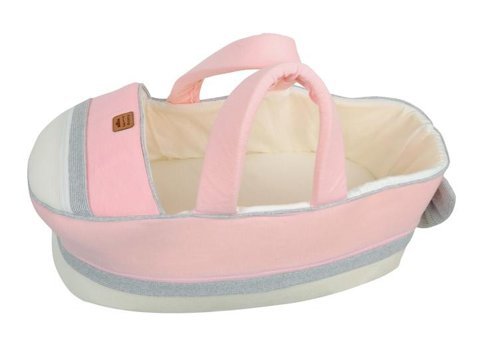 Sema Baby Yenidoğan Bebek Yatağı 15 kg Kapasiteli Taşıma Askısı Portbebe Ekru Pembe