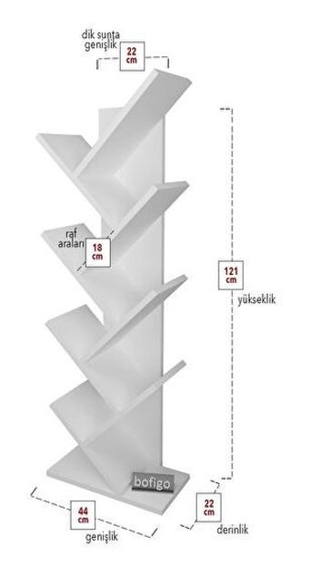 Bofigo 7 Raflı Suntalam 122 cm Beyaz Kitaplık