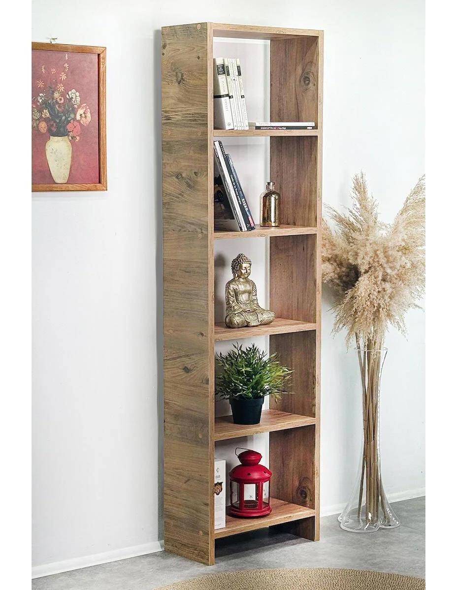 Weblonya 5450 5 Raflı Suntalam 160 cm Kahverengi Kitaplık