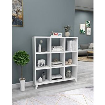 Bofigo 9 Bölmeli Suntalam 88 cm Beyaz Kitaplık