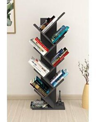 Bofigo 7 Raflı Suntalam 122 cm Antrasit Kitaplık