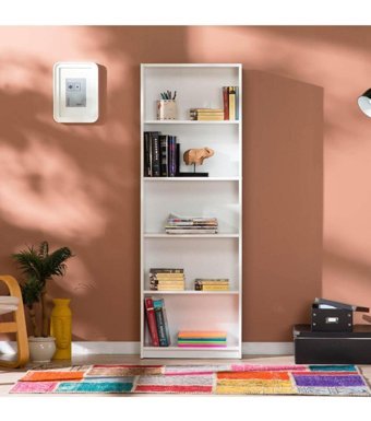 Adore Mobilya 5 Raflı Suntalam 170 cm Beyaz Kitaplık