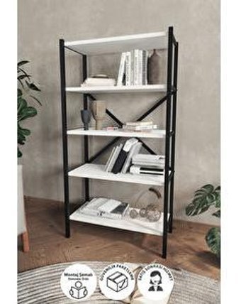 Bofigo 5 Raflı Suntalam 120 cm Beyaz Kitaplık