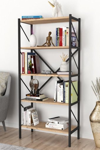 Bofigo 5 Raflı Suntalam 160 cm Çam Kitaplık