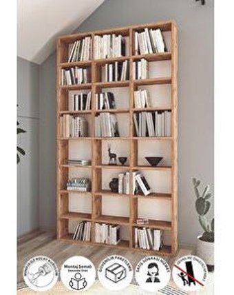 Bofigo 24 Raflı Suntalam 178 cm Çam Kitaplık