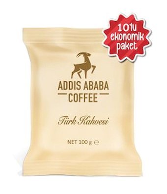 Addis Ababa Coffee Sade Orta Kavrulmuş Türk Kahvesi 10x100 gr