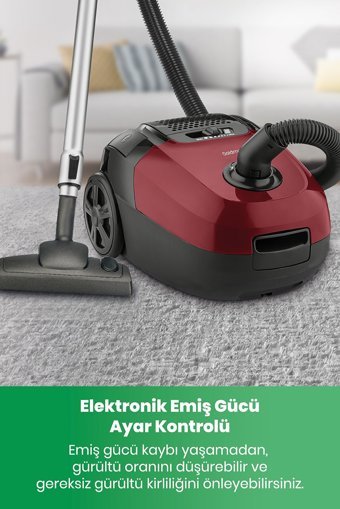 Goldmaster Olimpos 1400 W Yatay Hepa Filtreli Toz Torbalı Süpürge Kırmızı