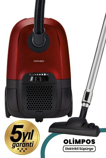Goldmaster Olimpos 1400 W Yatay Hepa Filtreli Toz Torbalı Süpürge Kırmızı
