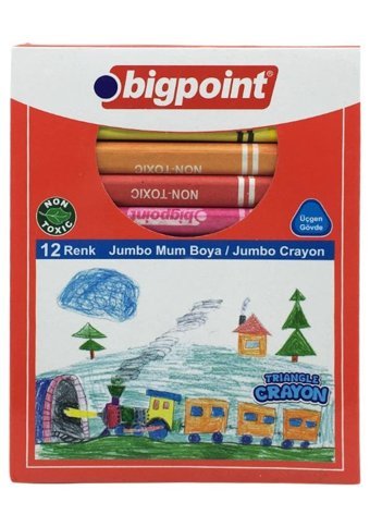 Bigpoint 12 Jumbo Üçgen Mum Boya Pastel Boya