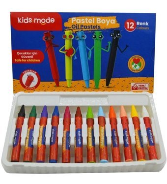 Kids Mode Yağlı Yuvarlak 12 Renk Pastel Boya