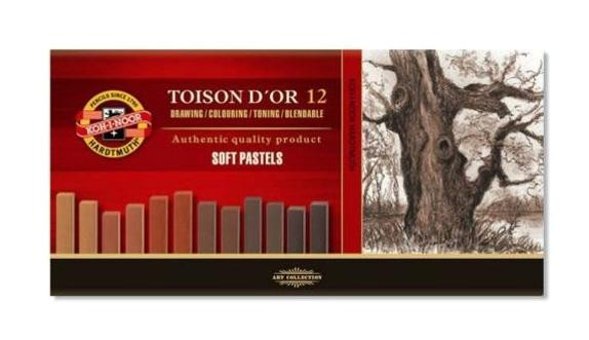 Koh-i Noor Soft Kahverengi Tonlar 12 Renk Köşeli Pastel Boya