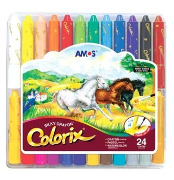 Amos Colorix Silky Crayon Üçü Bir Arada Boya 24'lü Pastel Boya