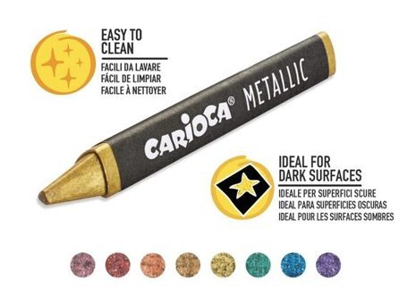 Carioca Jumbo Üçgen Mum Boya Kalemi Metalik 8’li Pastel Boya