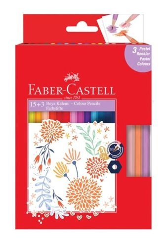 Faber-Castell 15+3 Boya Kalemi Pastel Renk Pastel Boya
