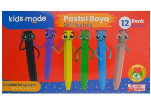 Kids Mode Yağlı Altıgen 12 Renk Pastel Boya