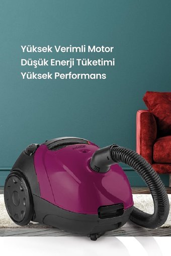 Goldmaster Titiz 700 W Yatay Hepa Filtreli Toz Torbalı Süpürge Mor
