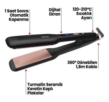 Gold Master Gliss Dereceli 95x45 mm Seramik Saç Düzleştirici