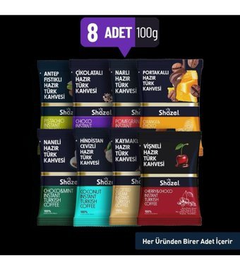 Shazel Karışık Türk Kahvesi 8x100 gr Set