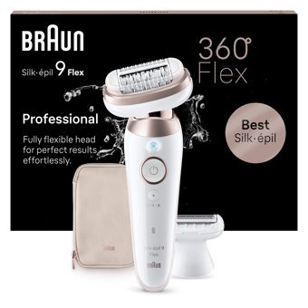 Braun 9 Flex 9-030 Koltuk Altı Genital Bölge Bacak İçin 40 Cımbızlı Kablosuz Işıklı Epilasyon Cihazı Beyaz-Gold