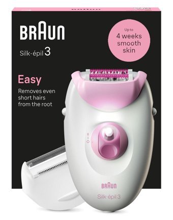 Braun 3-031 Koltuk Altı Genital Bölge Bacak İçin 20 Cımbızlı Kablolu Işıklı Epilasyon Cihazı Beyaz-Pembe