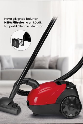 Goldmaster Titiz 700 W Yatay Toz Torbalı Süpürge Kırmızı