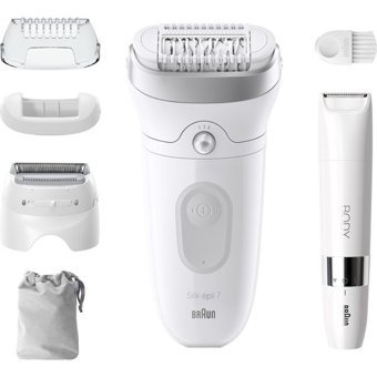 Braun 7 7-441 Koltuk Altı Genital Bölge Bacak İçin 40 Cımbızlı Kablosuz Işıklı Epilasyon Cihazı Beyaz