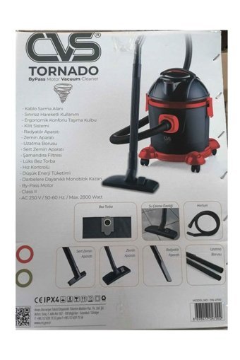 Cvs Dn 4700 Tornado 1800 W Dikey Hepa Filtreli Toz Torbalı Süpürge Kırmızı - Siyah