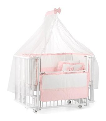 Meltem Smart Bambino MDF 20 kg Kapasiteli Dikdörtgen Tekerlekli Yataklı Büyüyen Sallanan Anne Yanı Beşik Beyaz-Pembe