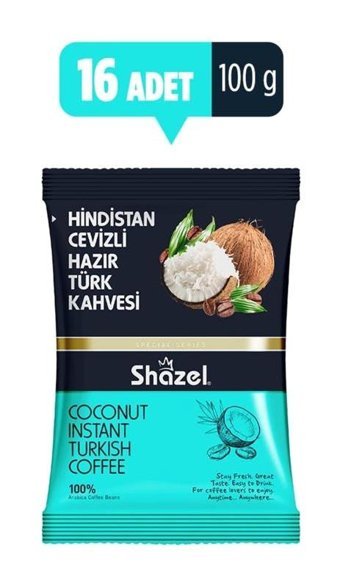 Shazel Hindistan Cevizi Türk Kahvesi 16x100 gr