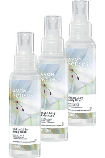 Avon Senses White Lily Çiçeksi Unisex Vücut Spreyi 3x100 ml