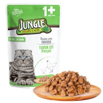Jungle Kedi Balıklı Tavuklu Jöleli Yetişkin Yaş Kedi Maması 100 gr