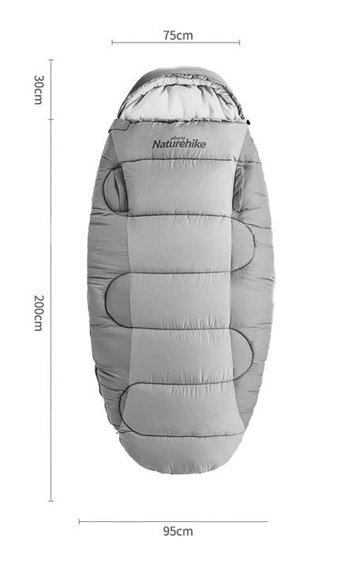 Naturehike Ps200 -4 Derece Sentetik Kış Dağcılık Tek Kişilik Yetişkin Uyku Tulumu Gri