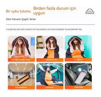 Happyplanet -5 Derece Polyester Dört Mevsim Kamp Tek Kişilik Yetişkin Uyku Tulumu Turuncu