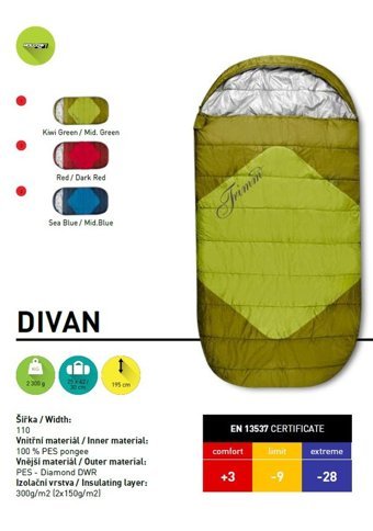 Trimm Divan -28 Derece Sentetik Kış Kamp Tek Kişilik Yetişkin Uyku Tulumu Yeşil
