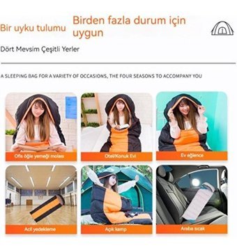 Jzcat -20 Derece Pamuk Dört Mevsim Kamp Tek Kişilik Yetişkin Uyku Tulumu Sarı