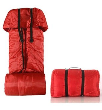 Askervadisi - 10 Derece Polyester Dört Mevsim Kamp Tek Kişilik Yetişkin Uyku Tulumu Kırmızı