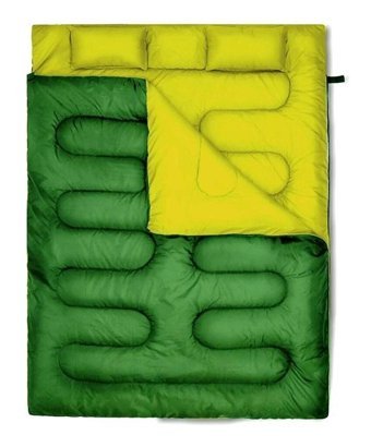 My Lizbon - 10 Derece Polyester Dört Mevsim Kamp Çift Kişilik Yetişkin Uyku Tulumu Yeşil