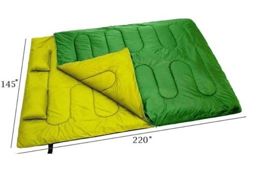 My Lizbon - 10 Derece Polyester Dört Mevsim Kamp Çift Kişilik Yetişkin Uyku Tulumu Yeşil