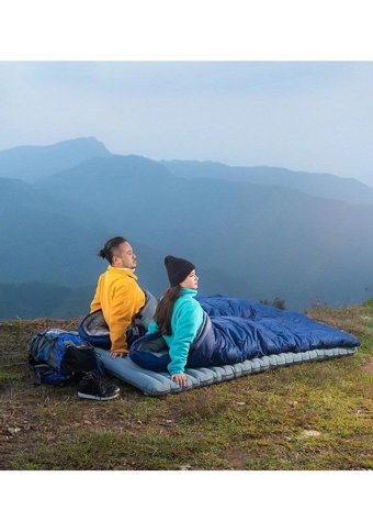 Evolite Camper 0 Derece Sentetik Dört Mevsim Kamp Çift Kişilik Yetişkin Uyku Tulumu Mavi