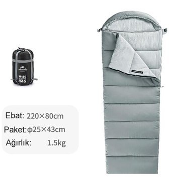 Naturehike M400 -18 Derece Pamuk Kış Dağcılık Tek Kişilik Yetişkin Uyku Tulumu Yeşil