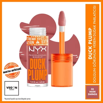 Nyx Duck Plump 03 Nude Swings Dolgunlaştırıcı Işıltılı Dudak Parlatıcısı