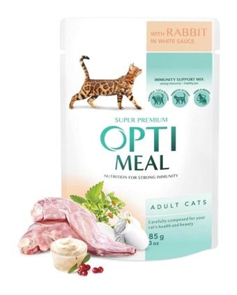 Optimeal Yetişkin Tavşan Soslu Yaş Kedi Maması 85 gr