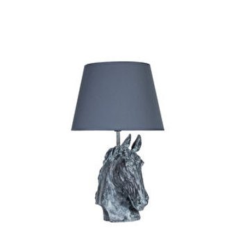 Qdec At Kumaş Başlıklı Lacivert Metal Ayaklı Abajur