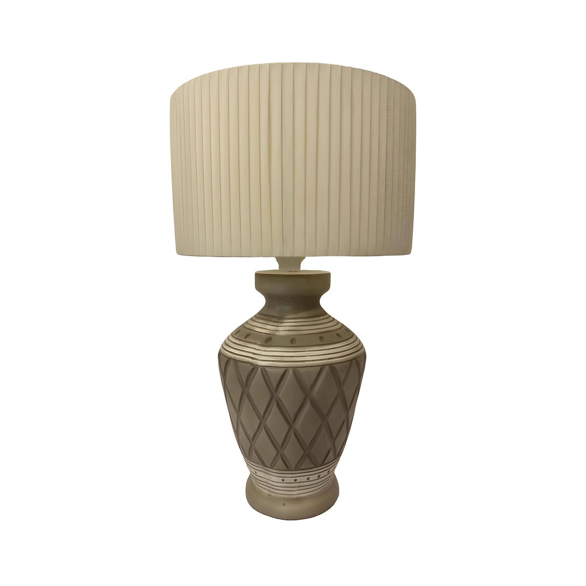 Alessi Pvc Başlıklı Bej Polyester Ayaklı Abajur