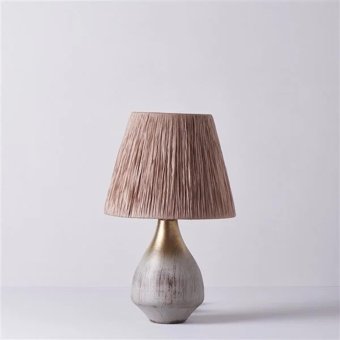 Linens Levina Seramik Başlıklı Krem Seramik Ayaklı Abajur