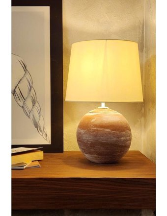Qdec Vintage Kumaş Başlıklı Kırmızı Seramik Ayaklı Abajur