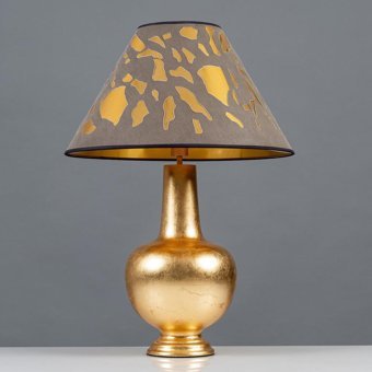 Bahar Aydınlatma Pvc Başlıklı Gold Polyester Ayaklı Abajur