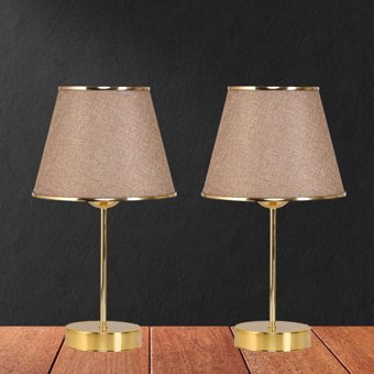 Art&Gift Star Kumaş Başlıklı Kumbeji 2'li Metal Ayaklı Abajur