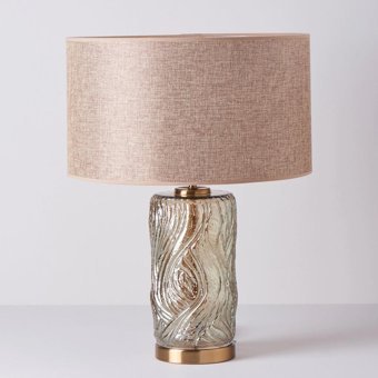 Linens Livio Cam Başlıklı Füme Metal Ayaklı Abajur